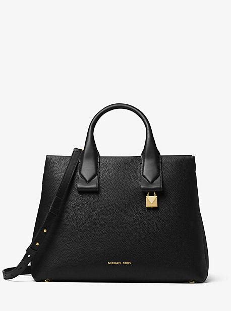 michael michael kors rollins large pebbled leather satchelolive|Michael Kors Rollins Large Pebbled Leather Satchel Black .